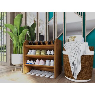 DELICATO ชั้นวางรองเท้า 3 ชั้น รุ่นFG-L-501-02 ขนาด 50x29x50ซม.สีดาร์คบราวน์