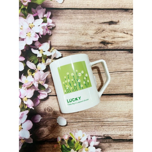 AILO แก้วเซรามิค 8 ซม. 350 มล. FLOWER-01 สีขาว