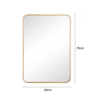 Nice ชุดกระจกอะลูมิเนียมทรงสี่เหลี่ยม 50x70 ซม. รุ่น คูปส์ 01-โกลว สีทอง