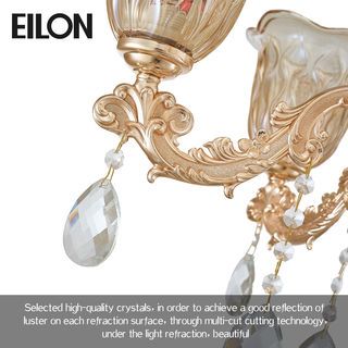 EILON โคมไฟแขวนช่อคริสตัล ขนาด 70*50cm รุ่น MD8064-6 สีทอง