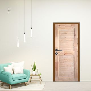 WINDOORS ประตูไม้สนNz ลวดลาย EXPO-79 ขนาด 100x200 ซม.