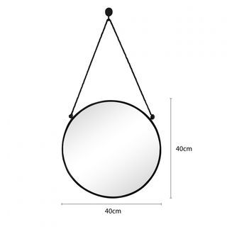Nice กระจกทรงกลมพร้อมสายแขวน รุ่น เบลว่า-แบล็ค ขนาด 40x40 ซม. สีดำ
