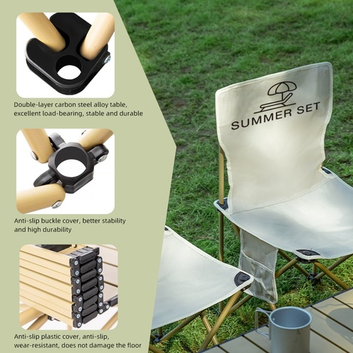 SUMMER SET ชุดโต๊ะแคมป์ปิ้ง 4 ที่นั่ง รุ่น OFF โต๊ะ 52x52x50 ซม. เก้าอี้ 42x42x73 ซม. สีเบจ