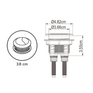 Verno ชุดปุ่มกดชำระทรงกลม 2 ระบบ รุ่น PQS-C3827  ขนาด 38 มม. 