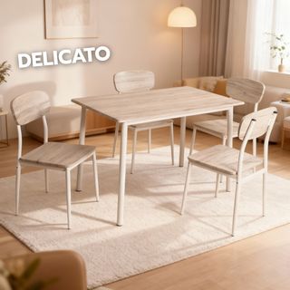 DELICATO ชุดโต๊ะอาหาร 4 ที่นั่ง รุ่น HAMO โต๊ะ : 110X70X76.5 ซม. เก้าอี้ : 41X45.5X84.5 ซม. สีไม้ธรรมชาติ 