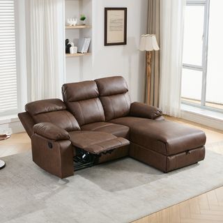 (1/2)PULITO โซฟาหนัง 3 ที่นั่ง รุ่น KONRAD ขนาด 197x168.5x100 ซม. สีน้ำตาล