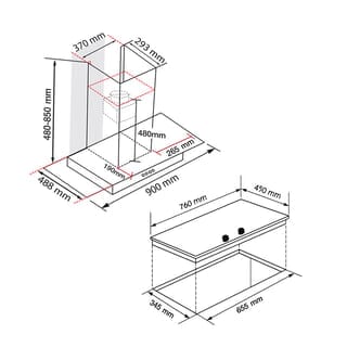 AXIA ชุดเซ็ทเครื่องดูดควันแบบกระโจม รุ่น T8- 90 + เตาฝัง รุ่น CLS76-2G 