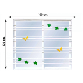 WELLINGTAN (LIKE) หน้าต่างอะลูมิเนียมพร้อมเหล็กดัด บานเลื่อน SS 100x100ซม. สีขาว พร้อมมุ้ง (ใบไม้ผีเสื้อ)