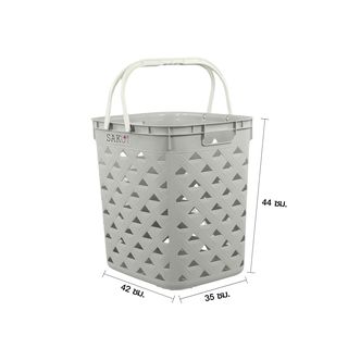 SAKU ตะกร้าลายหนัง รุ่น FT-503/A ขนาด 42x35x44 ซม. สีเทา (มีหู)