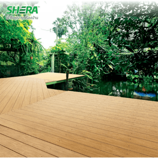 เฌอร่า ไม้พื้น รุ่นขอบวี ลายเสี้ยน 2.5x20x300ซม. สีรองพื้นขาวมะลิ