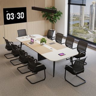 (1/4)SMITH โต๊ะประชุม รุ่น Monic-03 ขนาด 140x350x75 ซม. สีขาว