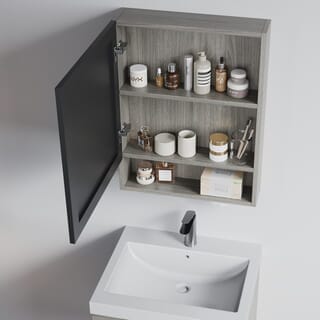 Verno ชุดเคาน์เตอร์อ่างล้างหน้า plywood พร้อมตู้กระจก 60x47x48 cm. บัตเตอร์-วู้ด TG2-545 สีไม้เทา (½)