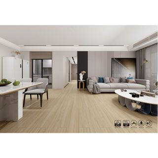 กระเบื้องยาง SPC Click lock 184x1220x4+1mm IXPE มม  (มีโฟมในตัว)  รุ่น 6305  (2.694ตรม./12แผ่น) TAPIO สีไม้โอ๊คอ่อน