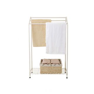 SAKU ราวพาดผ้าเหล็กพร้อมชั้นวาง 1 ชั้น FW-901372A ขนาด 70x30x110 ซม. สีเบจ