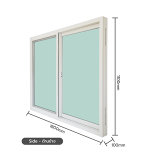 WELLINGTAN (VERTA) หน้าต่างไวนิลบานเลื่อน SS GW002 ขนาด 180x150ซม. สีขาว พร้อมมุ้ง