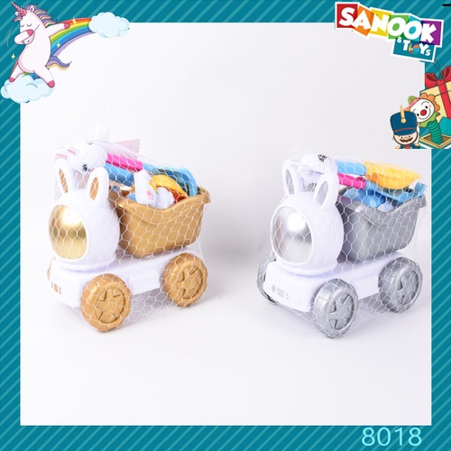 TOYS ของเล่นชุดรถบรรทุกทรายกระต่ายพร้อมอุปกรณ์ 6ชิ้น#8018 ขนาด 26x17x24 ซม.