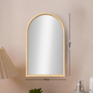 Nice กระจกมีกรอบทรงเหลี่ยมมน (PS) รุ่น คากามิ-03 ขนาด 47x72 ซม. สีไม้ธรรมชาติ 