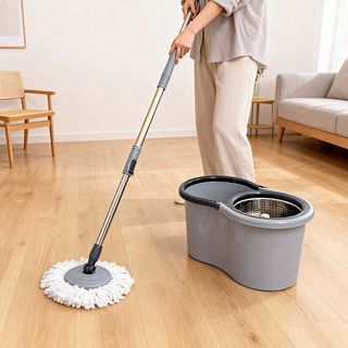 KLEANZY ชุดม็อปปั่นถังสเตนเลส ด้ามสเตนเลส รุ่น KXY-XBZ ขนาด 26x46x90-115 ซม. สีเทา