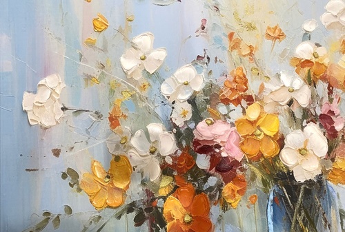 COZY รูปภาพพิมพ์แคนวาส รุ่น ORANGE FLOWERS ขนาด 70x100 ซม. ดอกไม้