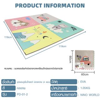 NINO WORLD ชุดแผ่นปูพื้นจิ๊กซอว์ Number (4 แผ่น) PD-01-2 ขนาด 60x60x1.2 cm. คละลาย