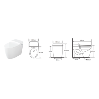 Verno สุขภัณฑ์แบบชิ้นเดียว พร้อมระบบชำระล้างแบบอัตโนมัติ รุ่น บรูโน่ 002233