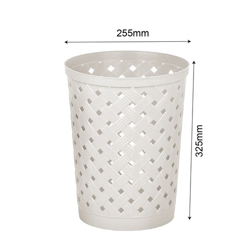 ICLEAN  ถังขยะไม่มีฝาทรงกลม 13 ลิตร TG59715 ขนาด 25.5x25.5x32.5 cm. เทาอ่อน ลายสาน