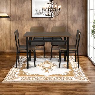 Delicato ชุดโต๊ะอาหาร 4 ที่นั่ง รุ่น Kaito โต๊ะ:110X70X76ซม. เก้าอี้:45x48.5x84.5ซม. สีน้ำตาลเข้ม