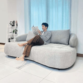 Relax studio โซฟาผ้าปรับอเนกประสงค์ 3 ที่นั่ง ขนาด 222x112-133x88 ซม. รุ่น Kepple สีเทาเงิน