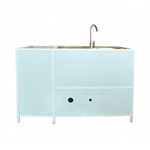 CLOSE ตู้พร้อมซิงค์ล้างจานสเตนเลส 1 หลุมมีที่พัก 119x44x77 ซม.  AURA สีขาว