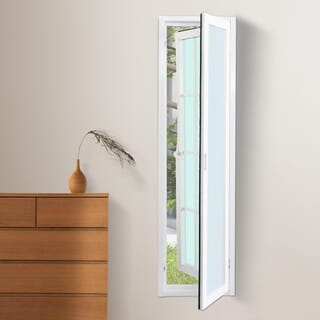 WELLINGTAN หน้าต่างอะลูมิเนียมลายกริด บานเปิด G-WGA0415 40x150ซม. สีขาว พร้อมมุ้ง