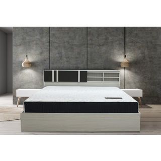 DELICATO เตียงนอน รุ่นมาลีน ขนาด6 ฟุต สีเมเปิ้ล/ผ้าเทา