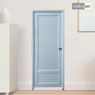 WELLINGTAN ประตูUPVC พร้อมวงกบบานพับ WK-UPL08 70x200ซม. สีขาว (เจาะลูกบิด)