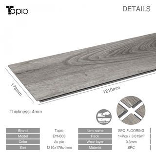 ការ៉ូជ័រ SPC Click lock 178x1210x4mm. ស៊េរី EYN003 (3.015ម៉ែត្រការ៉េ/14សន្លឹក) TAPIO Flex