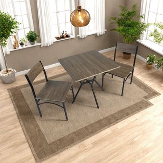 Delicato ชุดโต๊ะอาหาร 2 ที่นั่ง รุ่น Yuki โต๊ะ:75X75x76 ซม. เก้าอี้:46X51X82ซม. สีน้ำตาลอ่อน