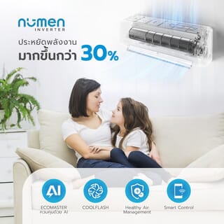 MIDEA เครื่องปรับอากาศ Inverter Numen ขนาด 9000 BTU รุ่น MSNE-10CRFN8-ID สีขาว