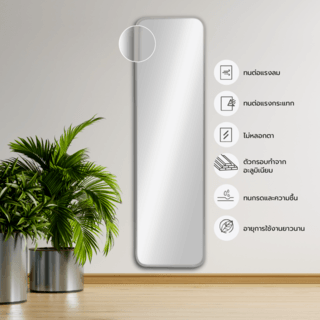 Nice กระจกมีกรอบอะลูมิเนียมทรงเหลี่ยม รุ่น อาเมเรีย-ซิลเวอร์ ขนาด 30x120 ซม. สีเงิน 