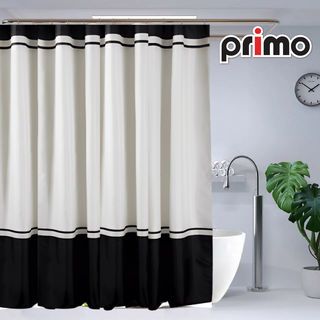 Primo ม่านห้องน้ำโพลีเอสเตอร์ ลายทาง รุ่น 231338 ขนาด 180x180 ซม. สีดำ