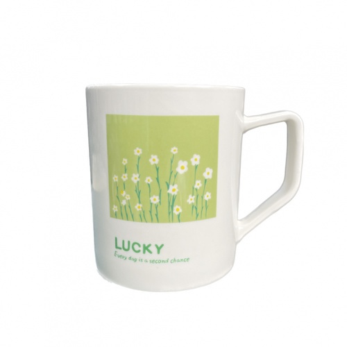 AILO แก้วเซรามิค 8 ซม. 350 มล. FLOWER-01 สีขาว