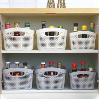 GOME ตะกร้าอเนกประสงค์ทรงเหลี่ยม รุ่น Woven 2289 ขนาด 20×28×14ซม. สีเทา