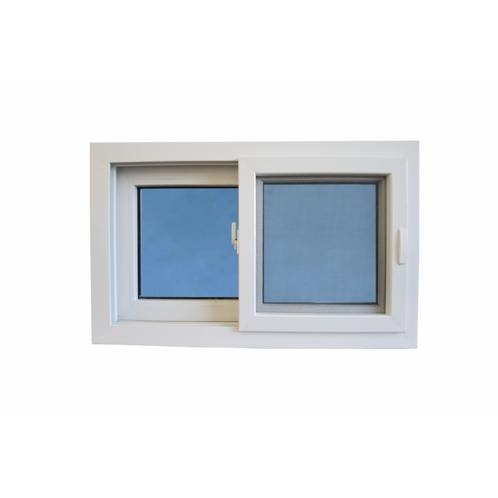 WELLINGTAN หน้าต่างไวนิล บานเลื่อน SS (กระจกสีฟ้าสะท้อนแสง) RBW005 80x50ซม. สีขาว พร้อมมุ้ง