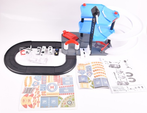 TOYS ของเล่นชุดรางรถตำรวจและเฮลิคอปเตอร์พร้อมอุปกรณ์#255(53x35x8ซม.)