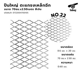 ปืนใหญ่ ตะแกรงเหล็กฉีก NO.22 ขนาด 70ซม.x2.50เมตร สีเงิน