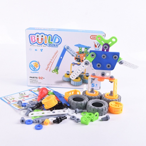 TOYS ของเล่นบล็อคประกอบรถก่อสร้าง (92ชิ้น)#J-7701 ขนาด (30x8x23 ซม.)