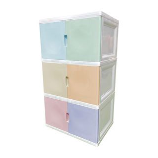 GOME ตู้พลาสติกบานเปิดคู่ 3 ชั้น 70x50x121 ซม. รุ่น Colorvid W5 สีพาสเทล