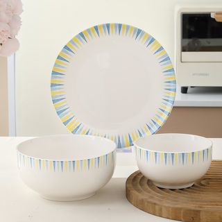 ADAMAS ถ้วยเซรามิค 4.5 นิ้ว ลายสามเหลี่ยม ALIN สีขาว