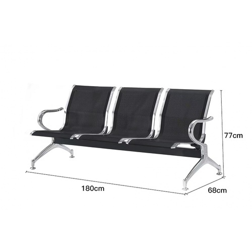 SMITH เก้าอี้แถว 3 ที่นั่ง รุ่น SJ8888C-BK ขนาด 68×175×77ซม. สีดำ (1/3)