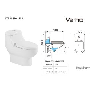 Verno สุขภัณฑ์ชิ้นเดียว แบบกดบน  รุ่น เนเน่ VN-2201