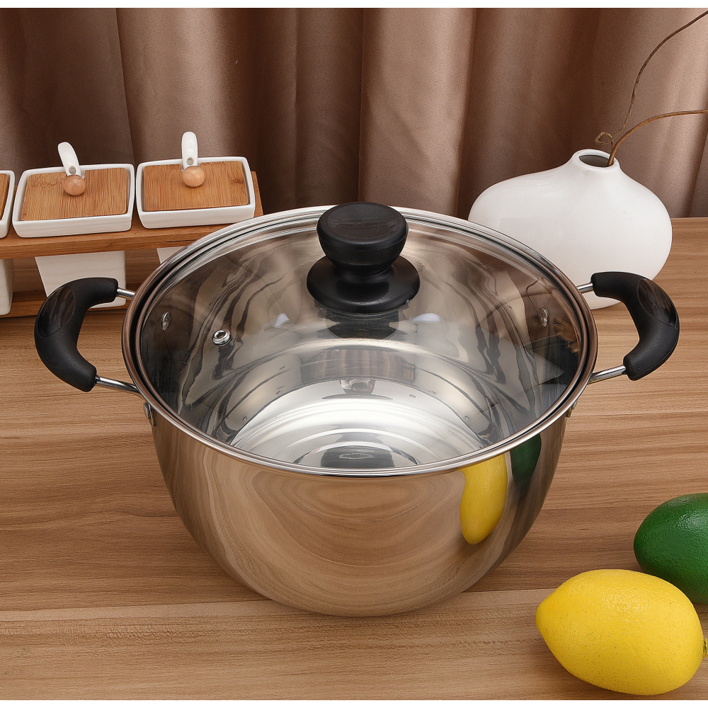 SANE หม้อต้มสเตนเลสพร้อมฝาแก้ว 30 ซม. SOKA-30