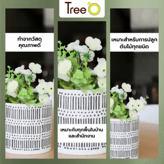 Tree O กระถางเซรามิก รุ่น 4ZR-007 สีดำ