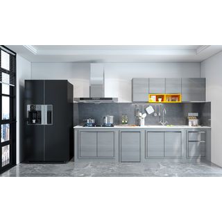 MJ ตู้แขวนบานทึบตรง 35x43x66 ซม. SAV-W604-GW สีเทาลายไม้